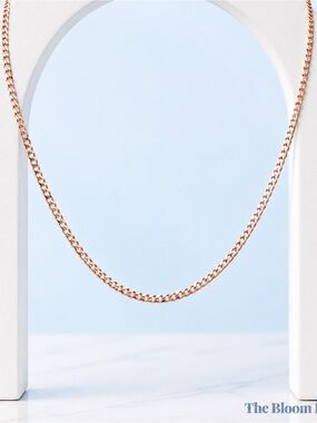 Blush Glow Necklace | Rose Gold Over 925 Sterling Silver 2MM Curb Chain